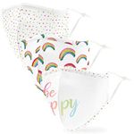 Weddingstar 3 Pack Adult 3-Ply Washable Cloth Face Mask Reusable and Adjustable with Filter Pocket - Rainbows