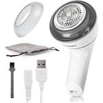 Duronic Fabric Shaver FS16USB Portable Lint Remover DeBobbler, Rechargeable Clothes Shaver Bobble Remover Machine, Fuzz and Fabric Pill Remover, Rotating Handle, USB Charging