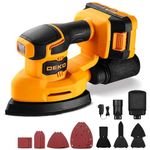 Cordless Detail Sander: DEKOPRO 20V Power Electric Palm Sanders Tool with Battery and Charger, Detail Pad Attachment, Hand Sander for Wood Furniture, Woodworking