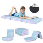 MeMoreCool Foldable Mattress for Kids, Glowing Stars Toddler Floor Chair Sofa Bed for Sleeping Daycare, Small Folding Mattress Floor Z Bed, Trifold Children Futon Portable Couch