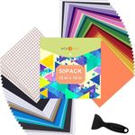 Permanent Vinyl for Cricut - HTVRONT 50 Pack Adhesive Vinyl Sheets Set, 45 Vinyl Sheets 12" x 12" & 5 Transfer Tape for Cricut, Silhouette Cameo, and Other Craft Cutters (28 Colors)