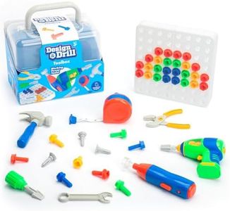 Educational Insights Design & Drill Toolbox, STEM Toy, 70 Pieces with Kid-Friendly Electric Drill & Screwdriver, Travel Toys for Boys & Girls, Ages 3+