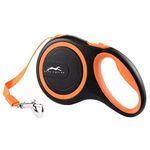 Pets Empire Retractable Dog Leash, 8m/16ft Walking Jogging Training Leash with Polyester Tape for Medium to Large Dog up to 50kg/110lbs, with Hand Grip and One Button Brake & Lock Orange Color