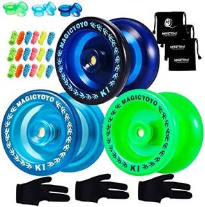 Pack of 3 Beginner Yoyos for Kids, MAGICYOYO K1-Plus Responsive YoYos with 3 Yoyo Gloves, 3 Yoyo Bags, 18 Strings, All in A Gift Box