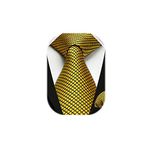 HISDERN Men's Gold Plaid Tie for Wedding Party Woven Checked Necktie With Pocket Square Set for Prom