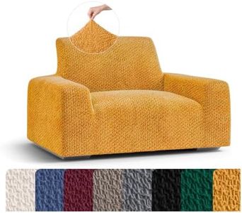 PAULATO BY GA.I.CO. Chair Cover - Armchair Cover - Armchair Slipcover - Soft Polyester Fabric Slipcover - 1-piece Form Fit Stretch Stylish Furniture Protector - Velvet Collection - Mango (Chair)