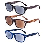 EYEGUARD 3 Pack Unisex Classic of Style Sunglasses Readers Outdoor Reading Glasses for Men and Women - Not Bifocals (Multicolor, 3.00)