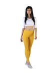 TWIN BIRDS Tailored Cut & Classic Fit Super Stretchable Sweet Corn Yellow Coloured Cotton Elasthane Fabric Ankle Length Leggings for Women - (M)