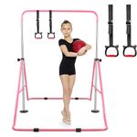 Gymnastics Bars for Kids, Expandable Horizontal Bar Adjustable Height Folding Training Monkey Kip Bars, Junior Training Bar Gymnastics Equipment for Home Gym