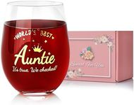 TOONGEEN Auntie Birthday Gifts for Women, Personalised Christmas Gifts Stemless Red Wine Glasses for Auntie, Unique Birthday Crystal Presents Ideas for Her from Nephew Niece, 19 Oz