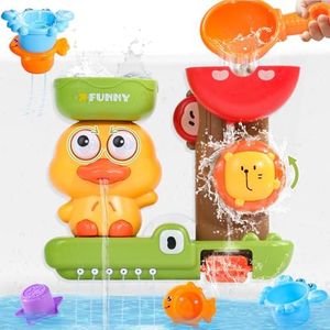 Baby Bath Toys for Kids Ages 1-3 Interactive Toddler Bath Toys Duck Sensory Bathtub Water Shower Toys with 3 Stacking Cups for 12+ Months Boys Girls Birthday Gifts
