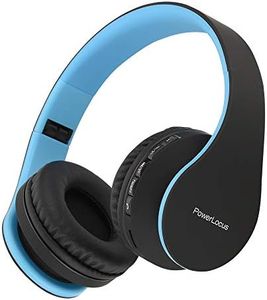 PowerLocus Cuffie Bluetooth Senza Fili - Over-Ear Cuffie Stereo Pieghevoli Auricolari, Wireless Cuffie Riduzione del Rumore con Microfono per iPhone, Samsung, LG, iPad, PC, iPod (Nero/Blu)