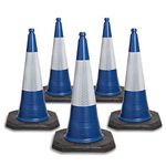 5 Blue cones 750mm with reflective sleeves by innovatus