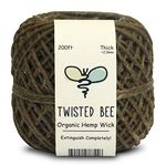 Thick x 200ft, Organic Hemp Wick with Natural Beeswax Coating | Twisted Bee