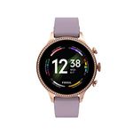 Fossil Unisex Gen 6 42mm Stainless Steel and Silicone Touchscreen Smart Watch, Color: Rose Gold, Purple (Model: FTW6080V)