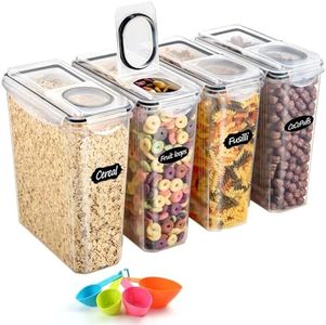 YASHE Contenitori Ermetici per Alimenti, Set di 4 (3.7L), Contenitore Plastica con Coperchio, Senza BPA Contenitori per Alimenti, Contenitori Cucina Organizer per la Conservazione