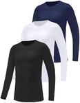 Dalavch 3 Pack Boys Youth Compression Shirts Long Sleeve Quick Dry Sports Undershirts Football Basketball Cold Weather Kids 1 Black 1 White 1 Blue Medium