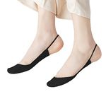 5 Pairs Sling Liner Socks, Women'S Ultra Low Cut No Show Half Liner Socks With Slingback, Non Slip Hidden Invisible Socks for Heels, Toe Topper Liner Half Socks for women,black