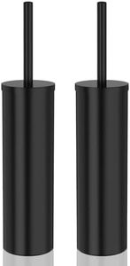 DOWRY Toilet Brush and Holder for Bathroom Storage Organization Deep Cleaning Covered Brush Cleaner Black Toilet Brush with 2 Brush Holders,Black Round 2PCS
