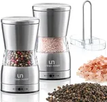 Salt and Pepper Grinder Set - Stainless Steel Pepper Grinder and Salt Grinder with Holder in Luxurious Gift-Box - Manual Mills with Ceramic Grinders and Adjustable Coarseness (Set of 2 plus Holder)