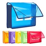 FANWU 6 Pack Plastic Expanding File Wallet Document Organizer with Flap and Cord Closure, A4 Size, 7cm Expansion, Clear Colored Poly A4 Expandable File Folder for Home School Office Storage