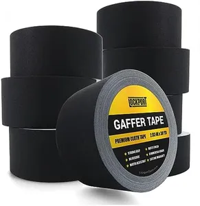 Lockport Black Gaffers Tape 3 Inch - 8 Pack - 30 Yards - Waterproof, No Residue, Non-Reflective, Easy Tear, Matte Gaffer Stage Tape - Gaff Cloth Tape for Photography, Filming Backdrop