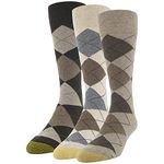 Gold Toe Men's Carlyle Argyle Crew Socks, Taupe Argyle/String Argyle/Brown Argyle, 10-13/6-12 (Pack of 3)