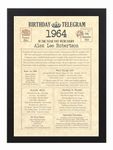 60th Birthday Gift for Man or Woman - 1964 Personalised Day You Were Born Gifts for Him or Her - Vintage Telegram Present Idea