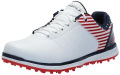 Skechers Women's Go Pivot Spikeless Golf Shoe Sneaker, White/Navy/Red, 7