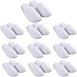 VINN DUNN Hotel Slippers 10 Pairs Pack CORASLIPPER COTTON Coral Fleece Close Toe (White)