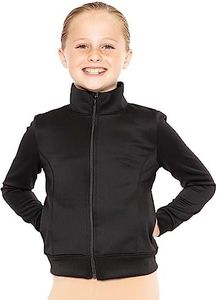 STRETCH IS COMFORT Girl's Cotton Warm Up Jacket Black Medium