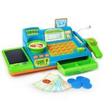 Boley Kids Toy Cash Register - pretend play educational toy cash register with electronic sounds, play money, grocery toy and more!