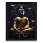 Interio Crafts Buddha Photo Framed Painting Home and Office Decor, Frame Color: Black, Size: 13X10 Inches-D23