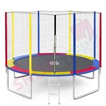 Shopster Fitness Tuv Approved 14ft Trampoline with Enclosure Net (Support Weight Upto 250 Kgs) and Poles Safety Pad & Ladder (14ft), Height is 262cm -Multicolor