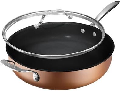 GOTHAM STEEL 5.5 Qt Saute Pan with Lid - Non Stick Frying Pans Nonstick Deep Frying Pan, Nonstick Pan, Cooking Pan, Nonstick Skillet, 100% PFOA Free Ceramic Pan, Dishwasher Safe, Copper