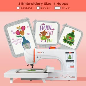 POOLIN Embroidery Machine 20x28cm – Compact Sewing Tool EOC06