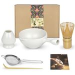 Artcome Matcha Ceremony Kit for Japanese Tea Ceremony, Bowl with Pouring Spout and Handle, Bamboo Whisk, Matcha Tea Set For Making Usucha, Koicha and Matcha Latte (5 PCS)