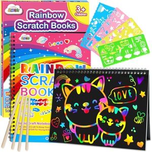 ZMLM Scratch Paper Art-Crafts Gift: 2 Pack Rainbow Notebooks Supplies Toys