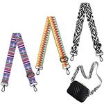 3 PCS Wide Shoulder Strap Adjustable Bag Strap Replacement Belt Comfortable Durable Wide Bag Strap Colorful Boho Bag Strap For Crossbody Bag Handbag Camera Bag (Adjustable range: 73-130 cm)