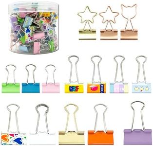 100 Pcs Cute Binder Clips with Box 3 Sizes Clips Supplies Assorted Small Mini Decorative Binder for Paper Notebooks Office Home (Colorful-2)