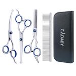 CADABY 5 in 1 Dog Grooming Scissors with Safety Round Tips,Dog Grooming Scissors Kit, 4CR Stainless Steel Professional Pet Grooming Shears for Dog, Cat,Sharp and Durable