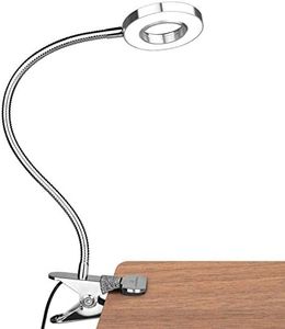 GLORIOUS-LITE LED Clip on Light, 36 LED Eye-Caring Reading Lamp for Dorm Room, 360° Flexible Gooseneck with 4 Color Modes, Dimmable Book Light for Bed, Desk, Headboard, Computer (Silver)