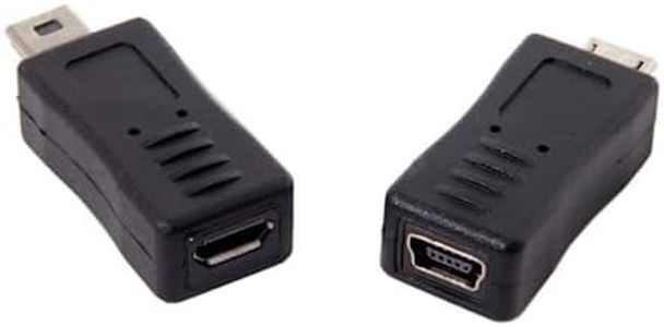 CY 2pcs Mini USB Male to Micro USB 5pin Female & Mini Female to Micro Male Extension Adapter Black Color