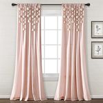 Lush Decor Boho Pom Pom Tassel Linen Window Curtain Panel (Single Panel), 84" L x 52" W, Blush