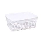 Woodluv Storage Baskets Woven Wicker, Storage Basket for shelves, Baskets to make hampers, Storage Box, Storage Organiser, White, Medium