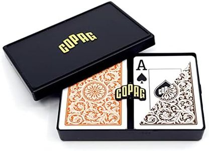 Copag 1546 Design 100% Plastic Playing Cards, Poker Size (Standard) Jumbo Index Orange/Brown Double Deck Set