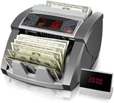 MUNBYN Money Counter Machine Value Count, USD/EUR, UV/MG/IR/DD/DBL/HLF Bill Counter, Add Batch 1,300 Bills/Min, External Display Cash Counter