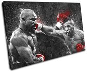 Bold Bloc Design - Mike Tyson Boxing Grunge Sports 90x60cm SINGLE Canvas Art Print Box Framed Picture Wall Hanging - Hand Made In The UK - Framed And Ready To Hang