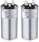 Frienda 2 Pcs 35+5 MFD 35/5 uf ±6% 370V or 440V VAC Dual Run Round Capacitor, 35 5 Start Capacitor for AC Air Conditioning Unit, Condenser Straight Cool or Heat Pump