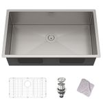 Kitchen Sink, MENSARJOR 32'' x 19'' Undermount Single Bowl 16 Gauge Stainless Steel Kitchen Sink with Accessories